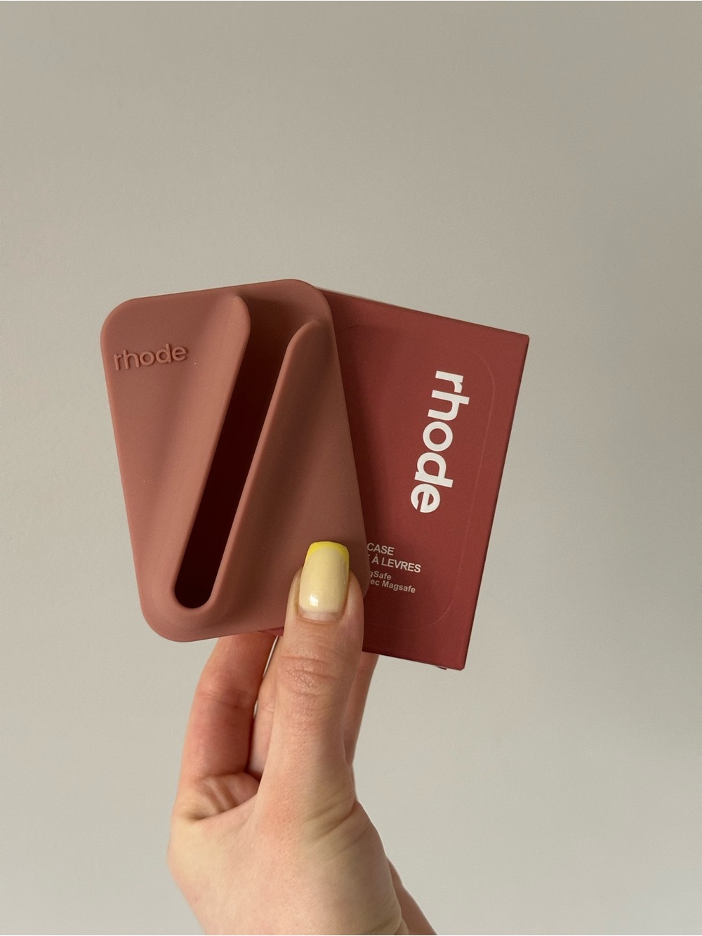 RHODE silicone lip tint holder Snap-on case in muted rose (toast)